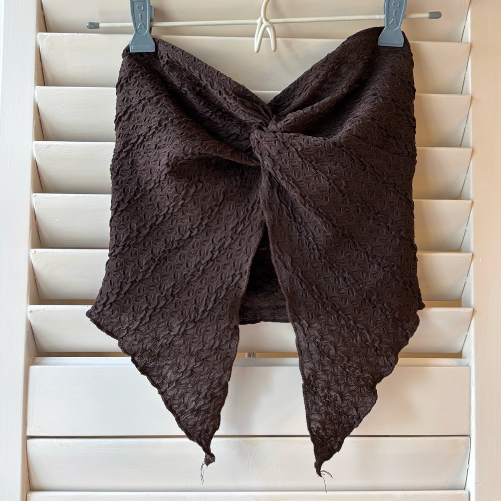 Brown Textured Twist Front Scarf
